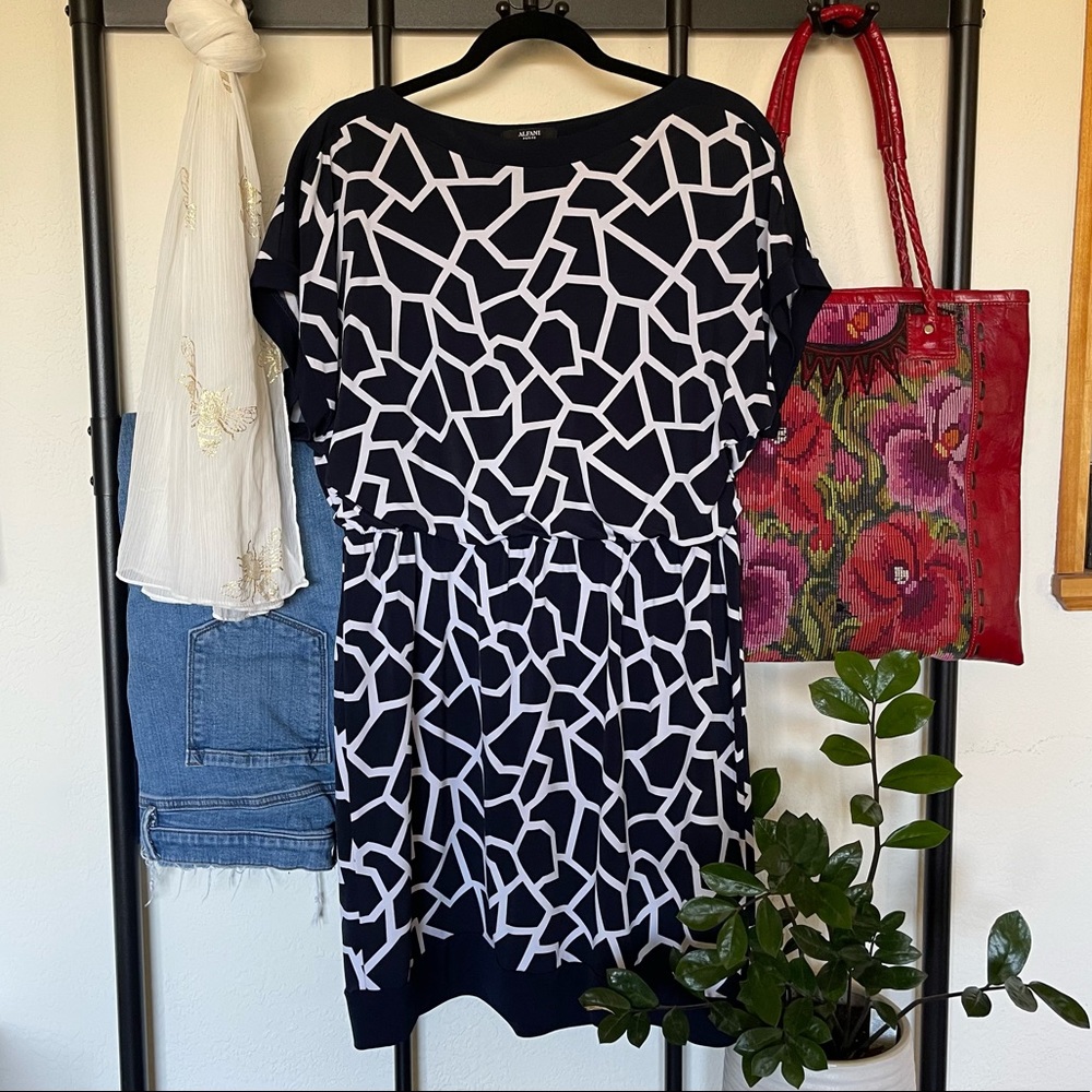 Navy Geometric Alfani Dress